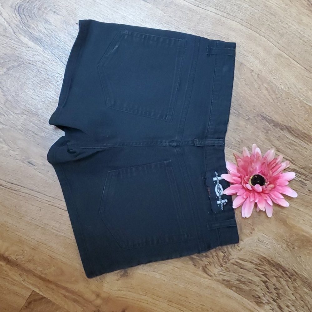 Mid waist black denim Shorts